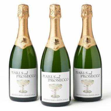 Pearls and Prosecco  Elegant Sparkling Wine Label