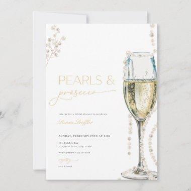 Pearls and Prosecco Bridal Shower Invitations