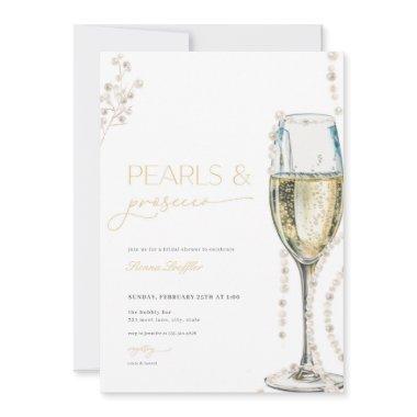 Pearls and Prosecco Bridal Shower Invitations