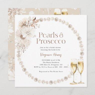 Pearls and Prosecco Bridal Shower Invitations