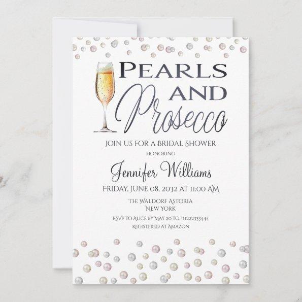 Pearls and Prosecco Bridal Shower Photo Invitations
