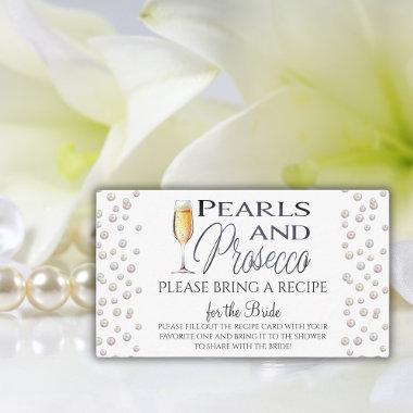 Pearls and Prosecco Bridal Shower Recipe Enclosure Invitations