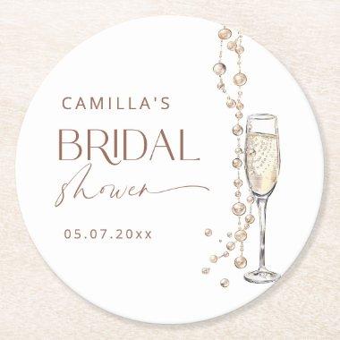 Pearls And Prosecco  Round Paper Coaster