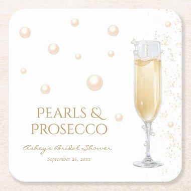 Pearls and Prosecco  Square Paper Coaster