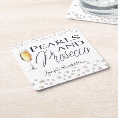 Pearls and Prosecco  Square Paper Coaster