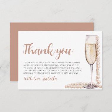 Pearls and Prosecco Bridal Shower Thank you Invitations