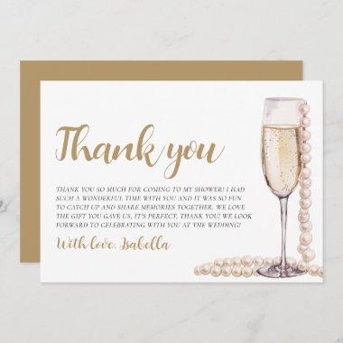 Pearls and Prosecco Bridal Shower Thank you Invitations