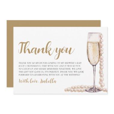 Pearls and Prosecco Bridal Shower Thank you Invitations