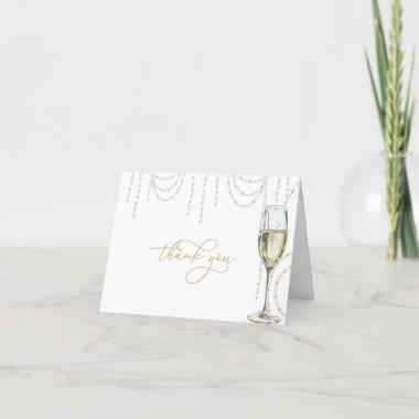 Pearls and Prosecco Bridal Shower Thank You Invitations