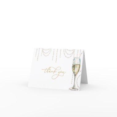 Pearls and Prosecco Bridal Shower Thank You Invitations