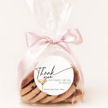 Pearls and Prosecco  Thank You Classic Round Sticker