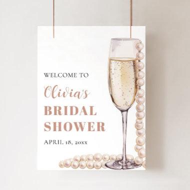 Pearls and Prosecco Bridal Shower Welcome Sign