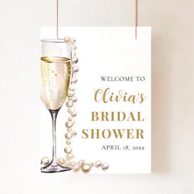 Pearls and Prosecco Bridal Shower Welcome Sign