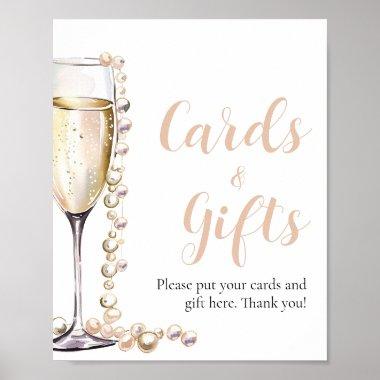 Pearls and Prosecco Champagne Invitations And Gifts Sign