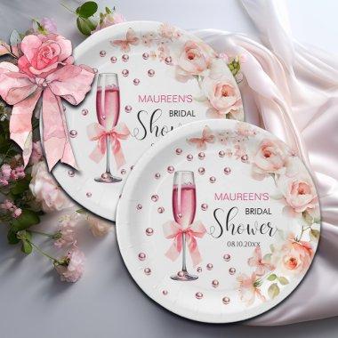 Pearls and Prosecco Dusty Pink Roses  Paper Plates
