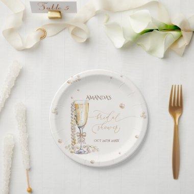 Pearls and Prosecco Elegant Bow  Paper Plates