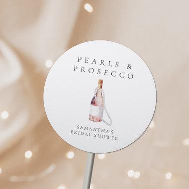 Pearls and Prosecco Elegant  Classic Round Sticker