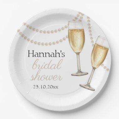 Pearls and prosecco Elegant  Paper Plates
