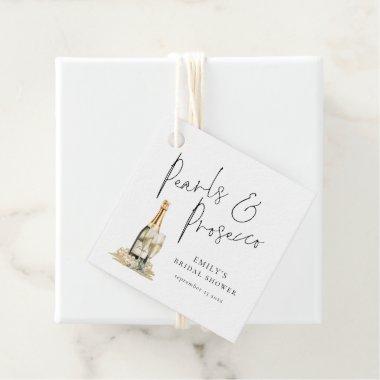 Pearls and Prosecco Elegant Script Bridal Shower Favor Tags