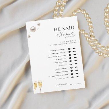 Pearls and Prosecco He Said She Said Shower Game