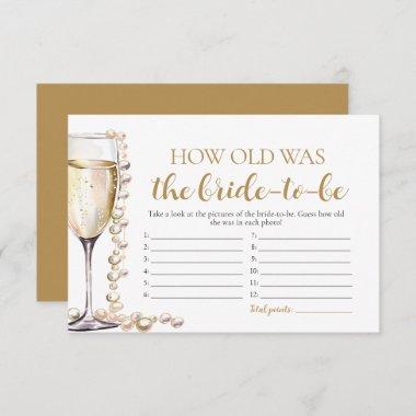 Pearls and Prosecco How Old Was the Bride Game Enclosure Invitations