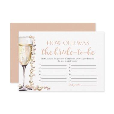 Pearls and Prosecco How Old Was the Bride Game Enclosure Invitations