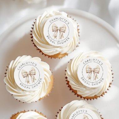 Pearls and Prosecco modern Bow  Edible Frosting Rounds