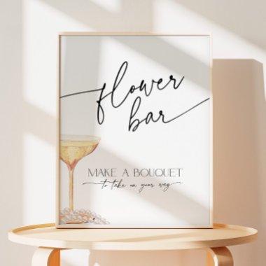Pearls and Prosecco Neutral Flower Bar Favors Pedestal Sign