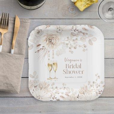 Pearls and Prosecco Paper Plates