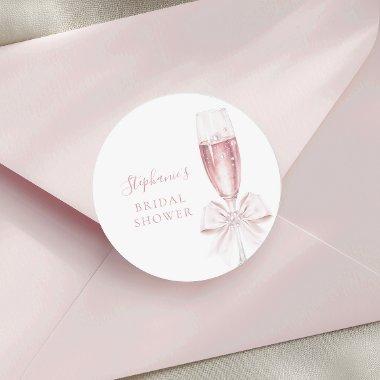 Pearls and Prosecco Pink  Classic Round Sticker