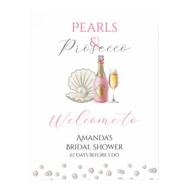 Pearls and Prosecco Pink Bridal Shower Poster