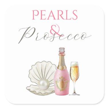 Pearls and Prosecco Pink  Square Sticker