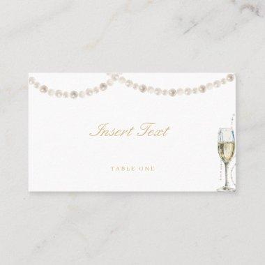 Pearls and Prosecco Place Invitations Name Food Label