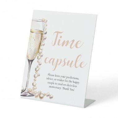 Pearls and Prosecco Time Capsule Bridal Shower Pedestal Sign