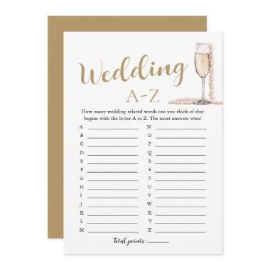 Pearls and Prosecco Wedding A-Z  Game