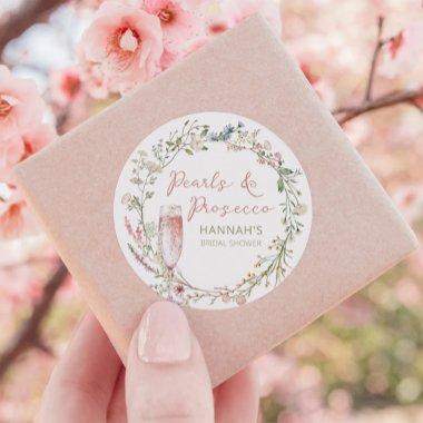 Pearls and Prosecco Wedding  Classic Round Sticker