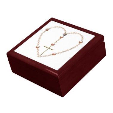 "Pearls" heart shaped Rosary Keepsake Box