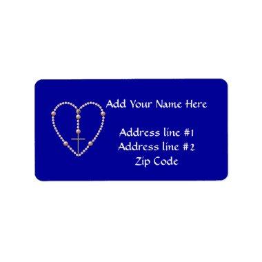 "Pearls" heart shaped Rosary Label