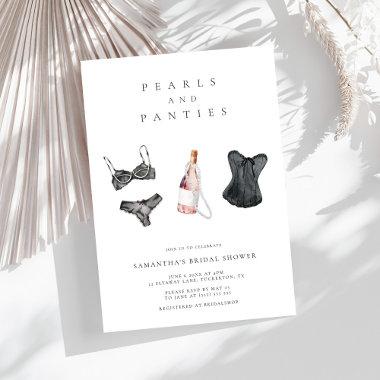 Pearls & Panties Modern Lingerie Bridal Shower Invitations