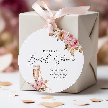 Pearls Petals & Prosecco Floral  Favor Tags