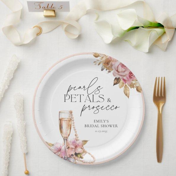 Pearls Petals & Prosecco Floral  Paper Plates