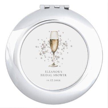 Pearls & Prosecco Bridal Shower Favor Compact Mirror