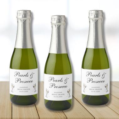 Pearls & Prosecco Bridal Shower Personalized Sparkling Wine Label