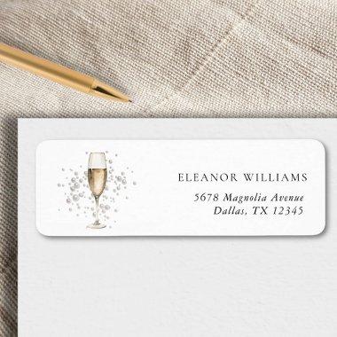 Pearls & Prosecco Bridal Shower Return Address Label