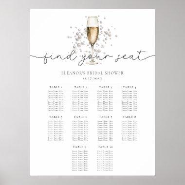 Pearls & Prosecco Bridal Shower Seating Chart Sign
