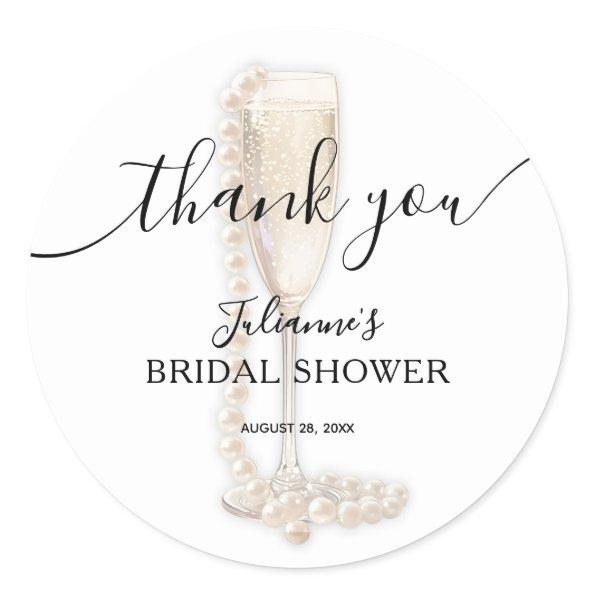 Pearls & Prosecco  Thank You Classic Round Sticker
