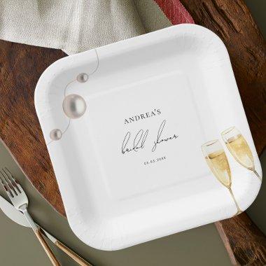 Pearls & Prosecco Champagne Theme  Paper Plates