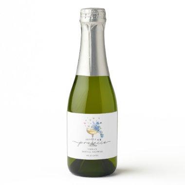 Pearls & Prosecco Dusty Blue  Favor Sparkling Wine Label