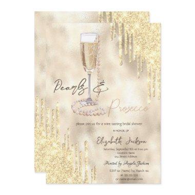 Pearls Prosecco Gold Glitter Drips