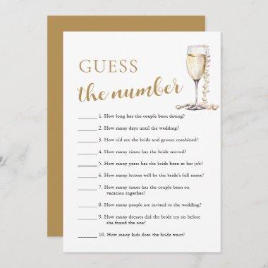 Pearls & Prosecco Guess the Number Bridal Game Invitations